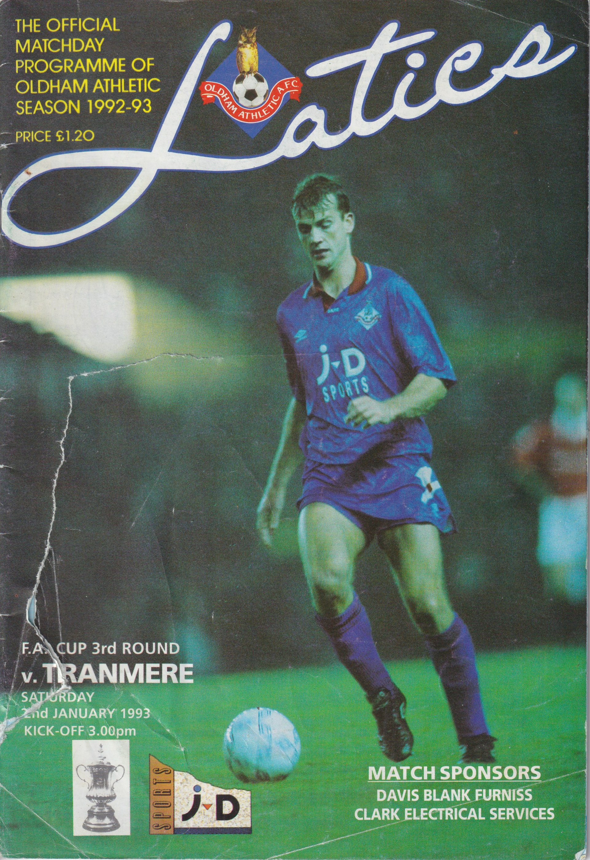 Oldham Athletic v Tranmere Rovers match programme